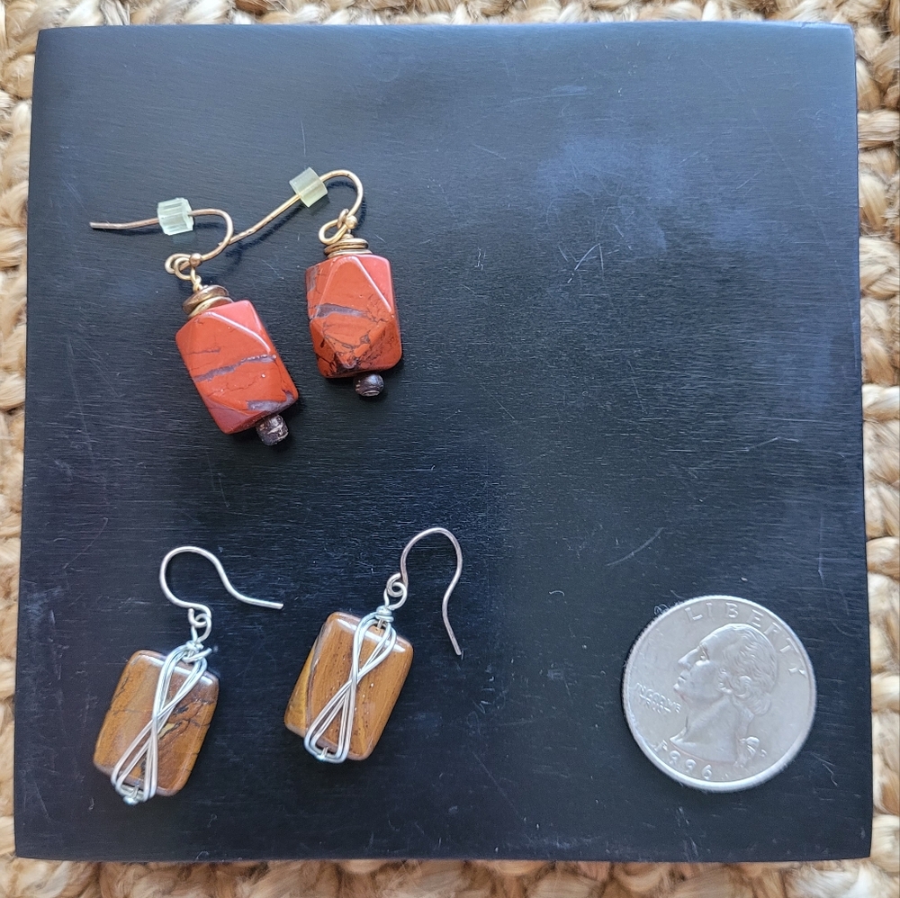 2 pairs of genuine stone drop earrings